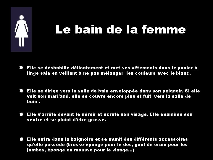 Le bain de la femme Elle se déshabille délicatement et met ses vêtements dans