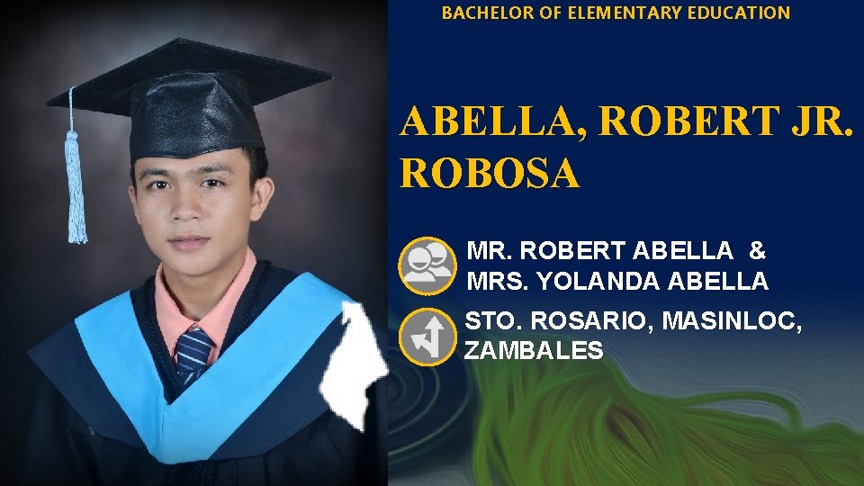 BACHELOR OF ELEMENTARY EDUCATION ABELLA, ROBERT JR. ROBOSA MR. ROBERT ABELLA & MRS. YOLANDA