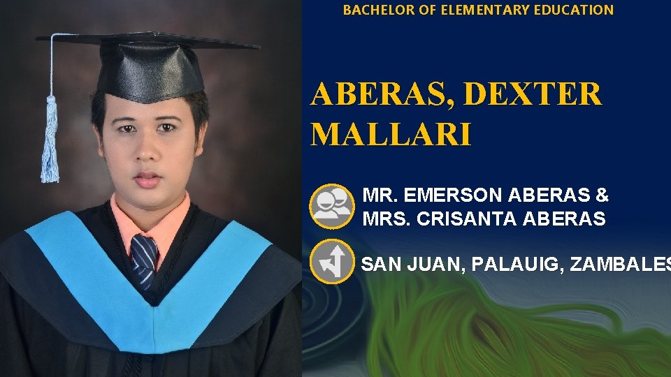 BACHELOR OF ELEMENTARY EDUCATION ABERAS, DEXTER MALLARI MR. EMERSON ABERAS & MRS. CRISANTA ABERAS