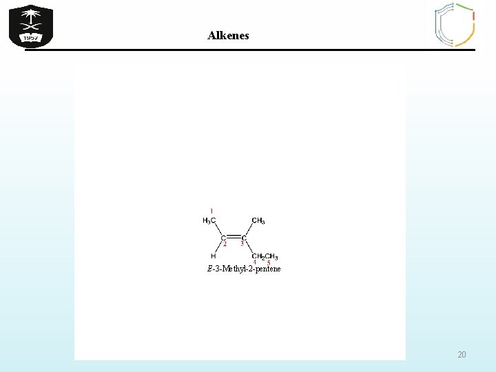 Alkenes E-3 -Methyl-2 -pentene 20 