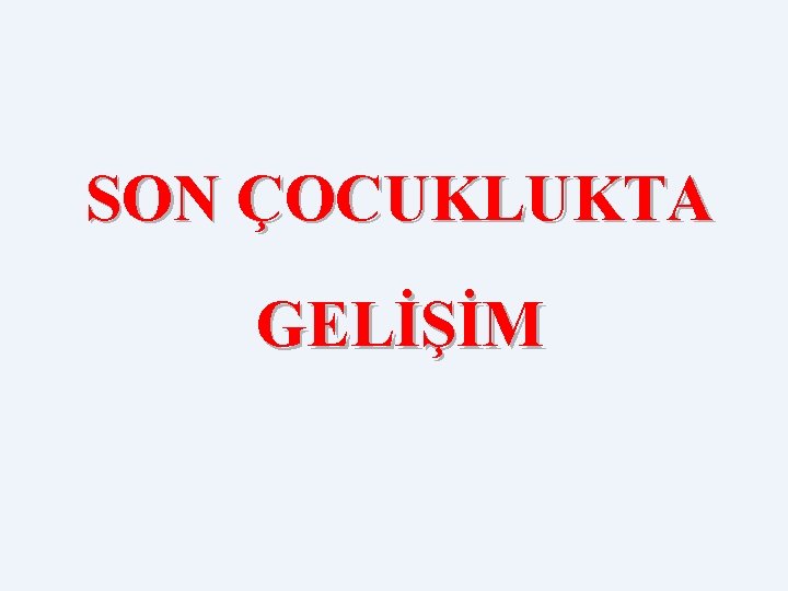 SON ÇOCUKLUKTA GELİŞİM 