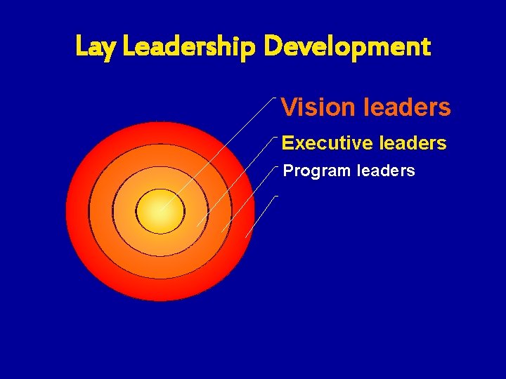 Lay Leadership Development Vision leaders Executive leaders Program leaders 