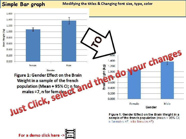 Modifying the titles & Changing font size, type, color TO Simple Bar graph d