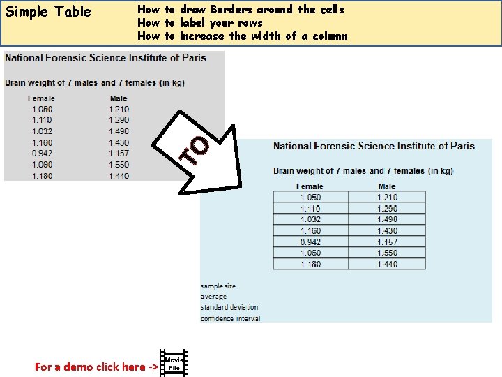 How to draw Borders around the cells How to label your rows How to