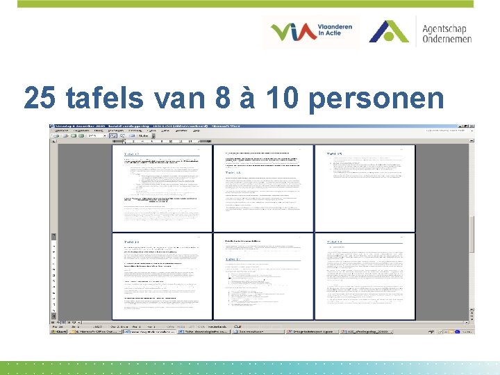 25 tafels van 8 à 10 personen 