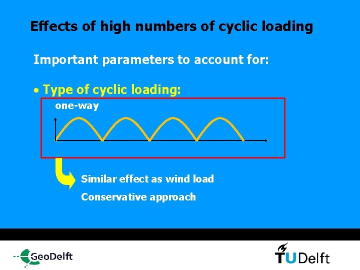 Effects of high numbers of cyclic loading Important parameters to account for: • Type