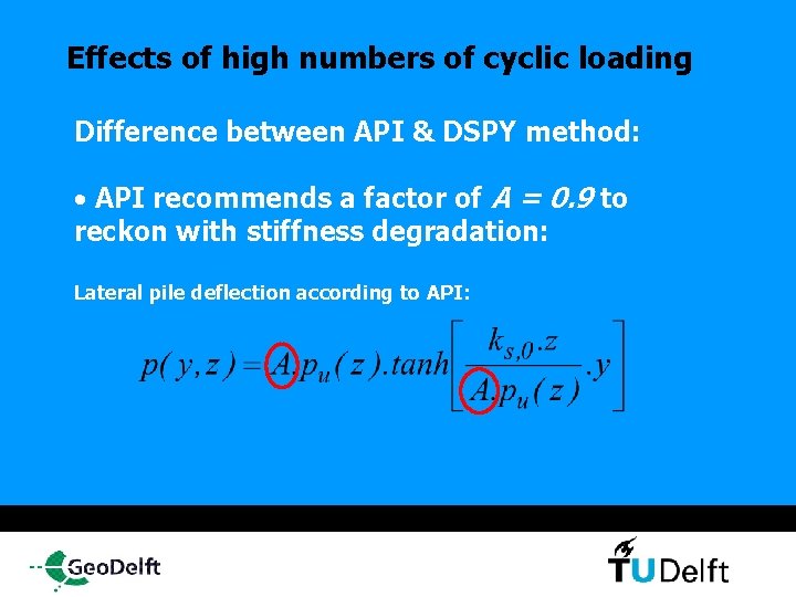 Effects of high numbers of cyclic loading Difference between API & DSPY method: •