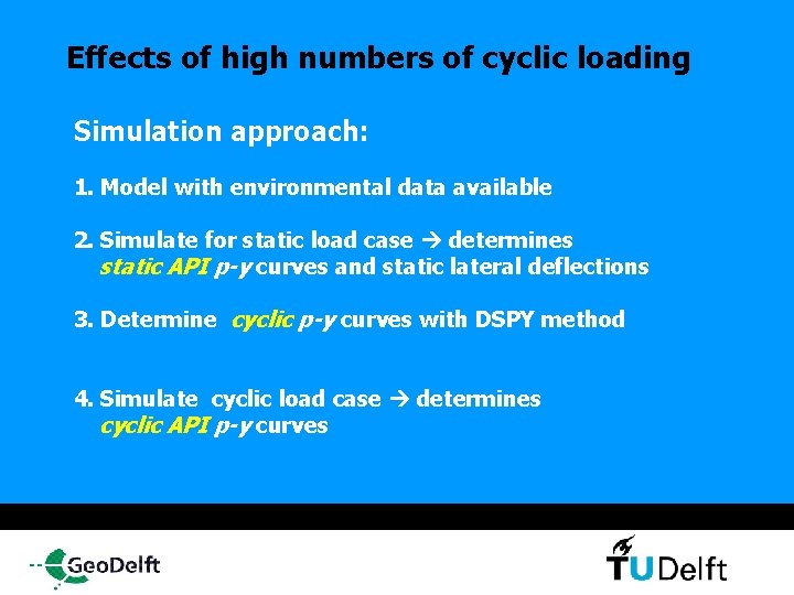 Effects of high numbers of cyclic loading Simulation approach: 1. Model with environmental data