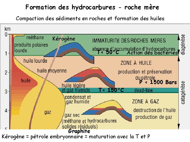 Formation des hydrocarbures - roche mère Compaction des sédiments en roches et formation des