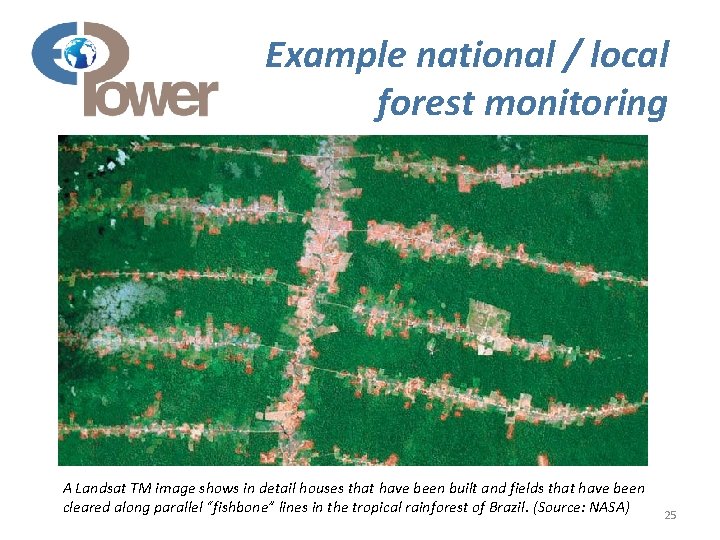 Example national / local forest monitoring A Landsat TM image shows in detail houses