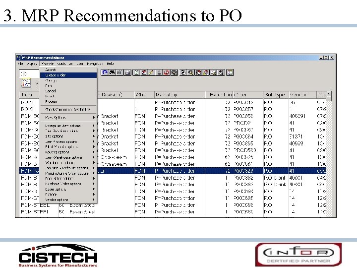 3. MRP Recommendations to PO 