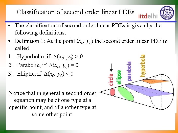 Classification of second order linear PDEs • The classification of second order linear PDEs