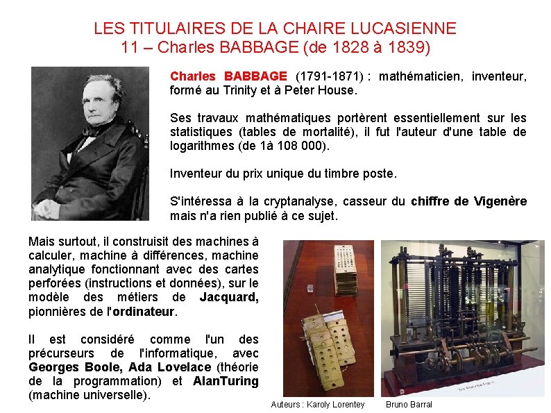 LES TITULAIRES DE LA CHAIRE LUCASIENNE 11 – Charles BABBAGE (de 1828 à 1839)