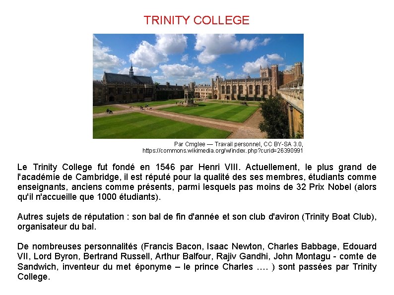 TRINITY COLLEGE Par Cmglee — Travail personnel, CC BY-SA 3. 0, https: //commons. wikimedia.