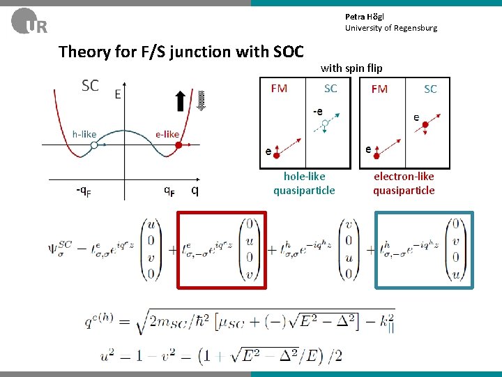 Petra Högl University of Regensburg Theory for F/S junction with SOC with spin flip