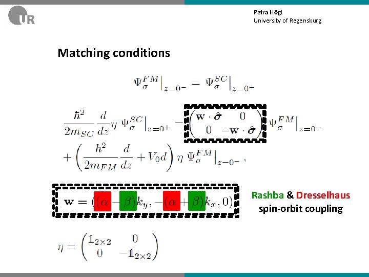Petra Högl University of Regensburg Matching conditions Rashba & Dresselhaus spin-orbit coupling 