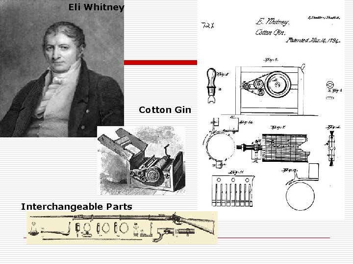 Eli Whitney Cotton Gin Interchangeable Parts 