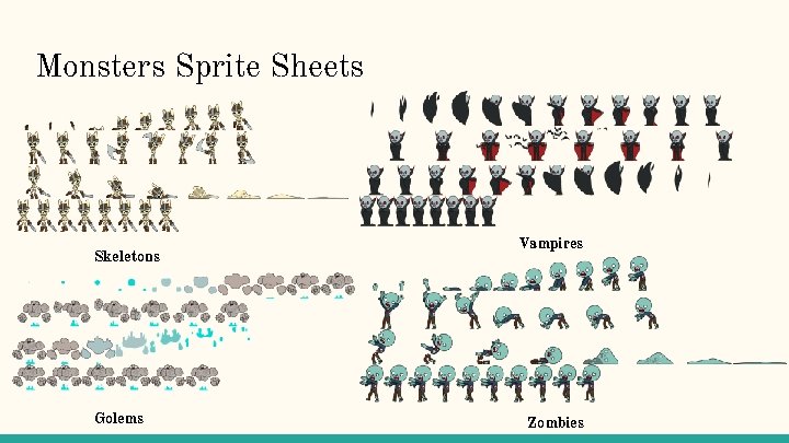 Monsters Sprite Sheets Skeletons Golems Vampires Zombies 