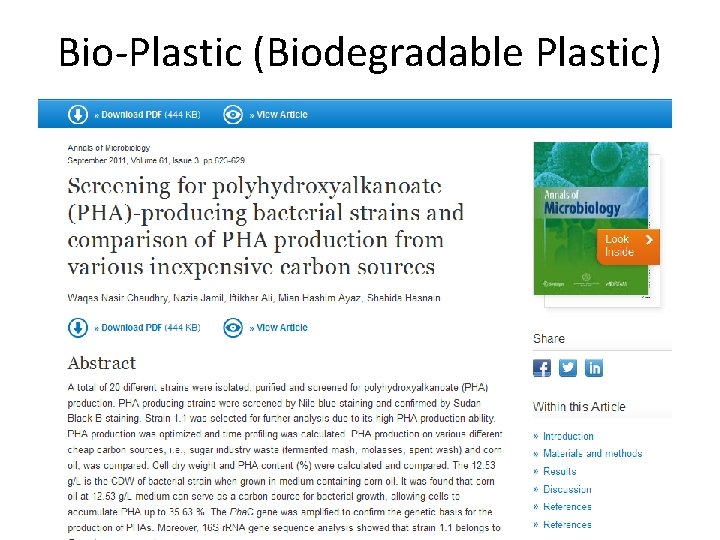 Bio-Plastic (Biodegradable Plastic) 