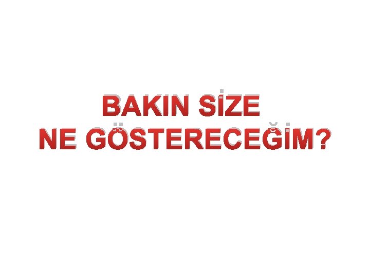 BAKIN SİZE NE GÖSTERECEĞİM? 