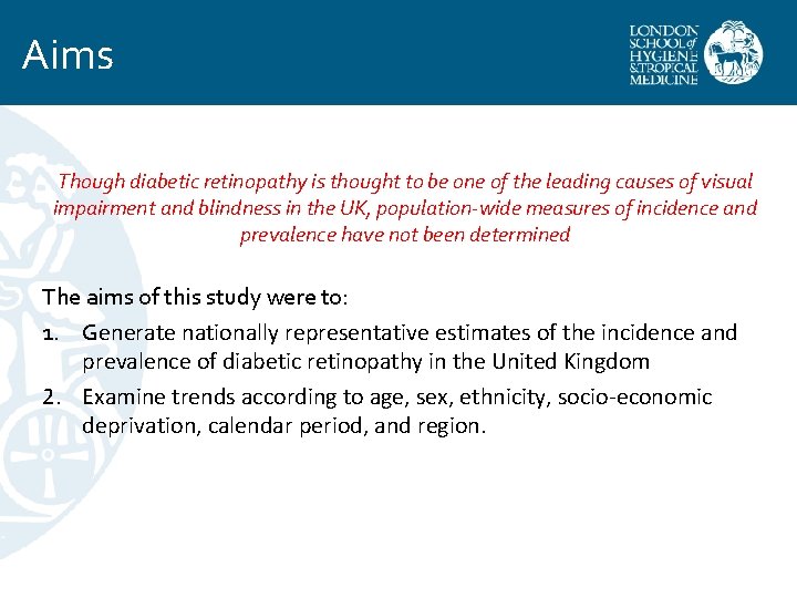 Aims Though diabetic retinopathy is thought to be one of the leading causes of