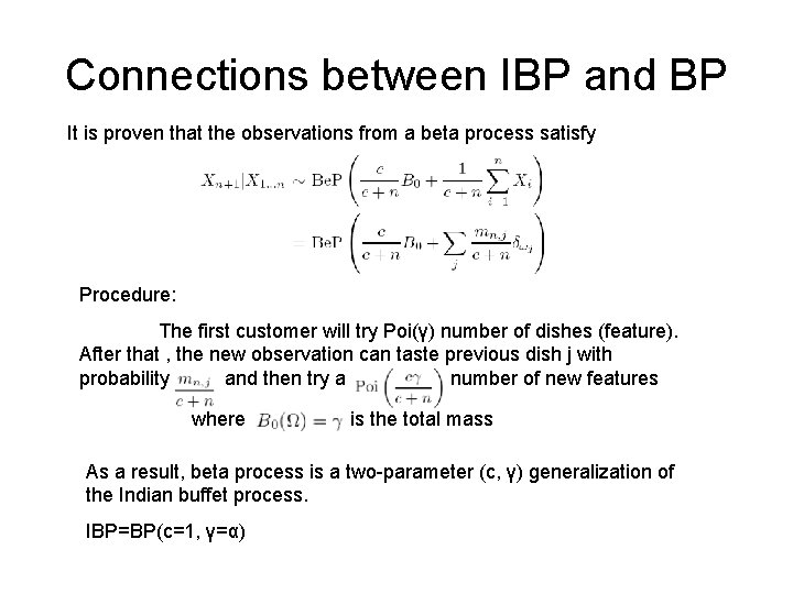 Connections between IBP and BP It is proven that the observations from a beta