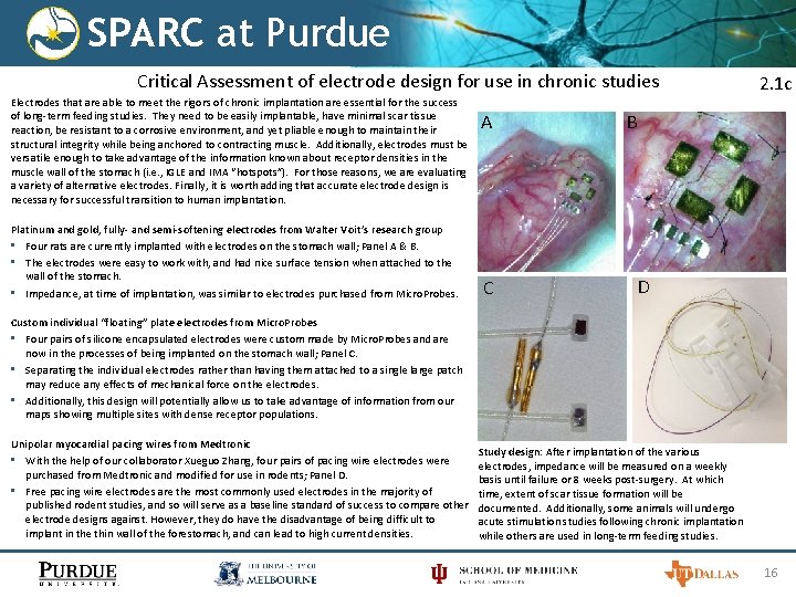 SPARC at Purdue Critical Assessment of electrode design for use in chronic studies Electrodes