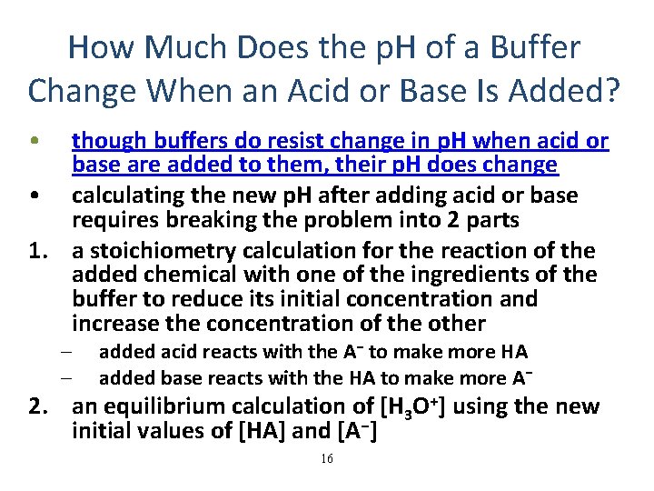 How Much Does the p. H of a Buffer Change When an Acid or