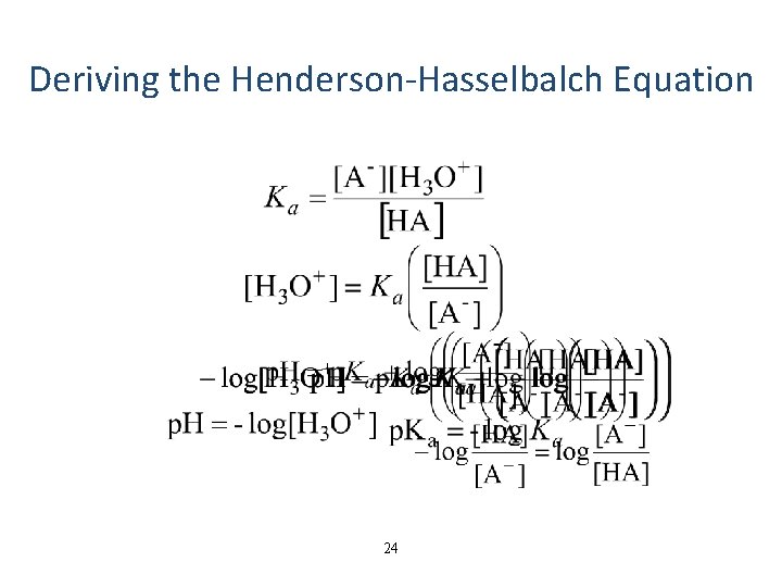 Deriving the Henderson-Hasselbalch Equation 24 