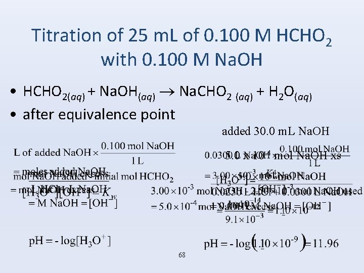 Titration of 25 m. L of 0. 100 M HCHO 2 with 0. 100
