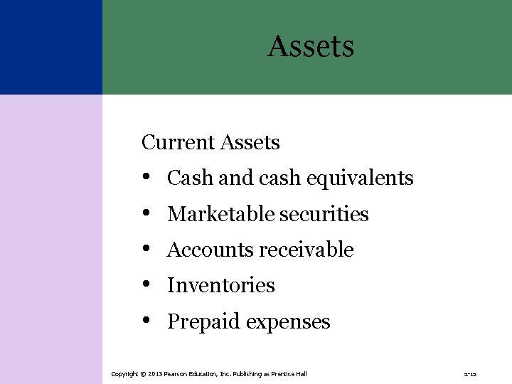 Assets Current Assets • • • Cash and cash equivalents Marketable securities Accounts receivable