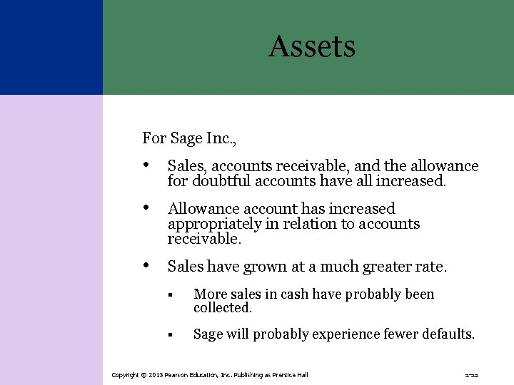 Assets For Sage Inc. , • Sales, accounts receivable, and the allowance for doubtful