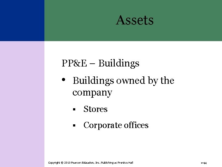 Assets PP&E – Buildings • Buildings owned by the company § Stores § Corporate