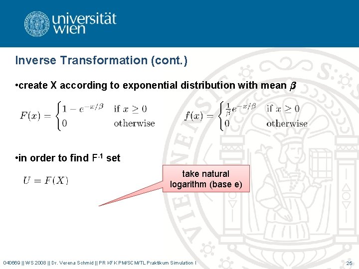 Inverse Transformation (cont. ) • create X according to exponential distribution with mean ¯