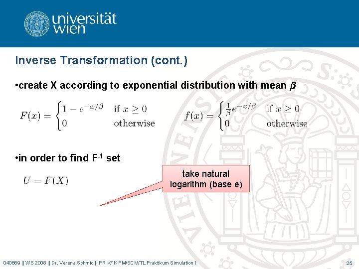 Inverse Transformation (cont. ) • create X according to exponential distribution with mean ¯ Inverse Transformation (cont. ) • create X according to exponential distribution with mean ¯