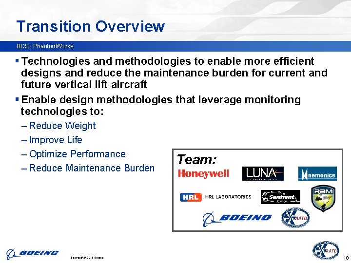 Transition Overview BDS | Phantom. Works § Technologies and methodologies to enable more efficient