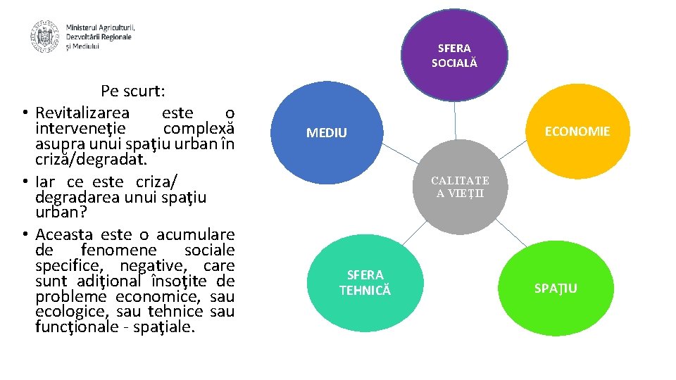 SFERA SOCIALĂ Pe scurt: • Revitalizarea este o interveneţie complexă asupra unui spaţiu urban
