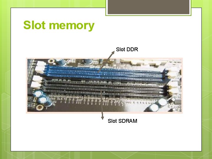 Slot memory Slot DDR Slot SDRAM 