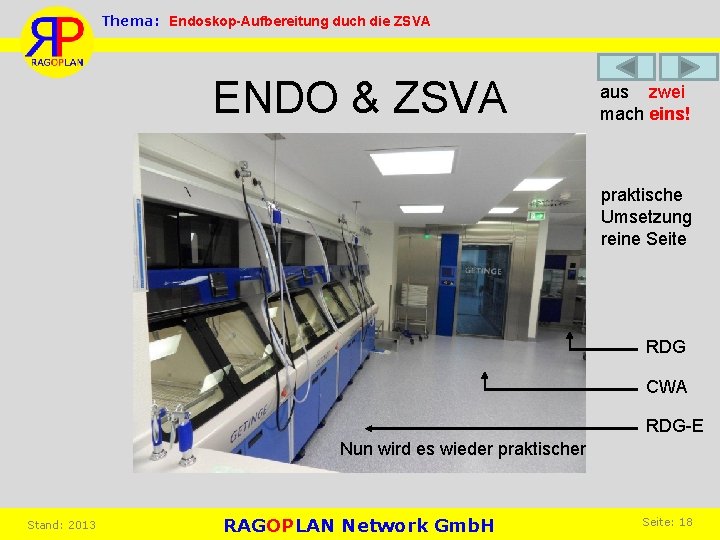 Thema: Endoskop-Aufbereitung duch die ZSVA ENDO & ZSVA aus zwei mach eins! praktische Umsetzung