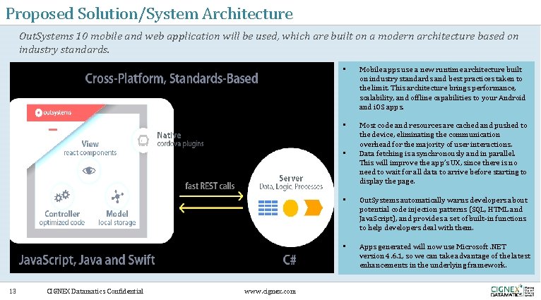 Proposed Solution/System Architecture Out. Systems 10 mobile and web application will be used, which