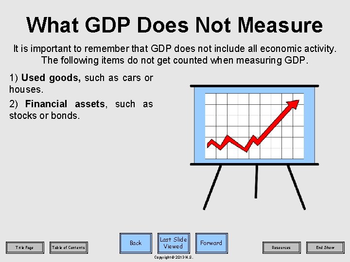 What GDP Does Not Measure It is important to remember that GDP does not