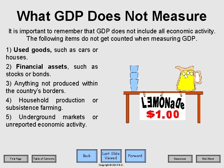 What GDP Does Not Measure It is important to remember that GDP does not