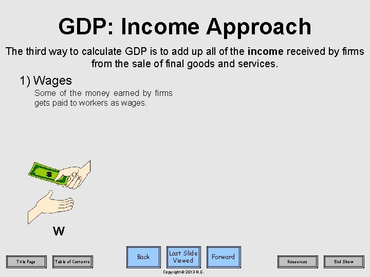 GDP: Income Approach The third way to calculate GDP is to add up all
