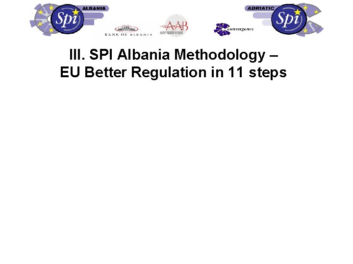 III. SPI Albania Methodology – EU Better Regulation in 11 steps 