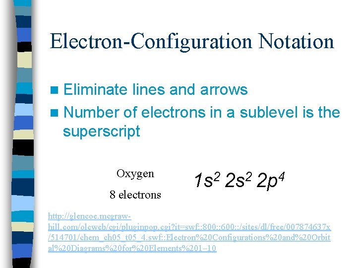 Electron-Configuration Notation n Eliminate lines and arrows n Number of electrons in a sublevel