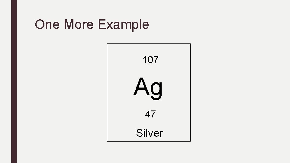 One More Example 107 Ag 47 Silver One More Example 107 Ag 47 Silver