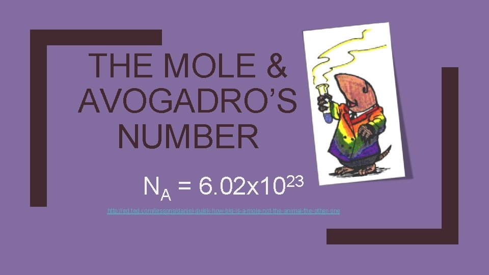 THE MOLE & AVOGADRO’S NUMBER NA 23 = 6. 02 x 10 http: //ed.