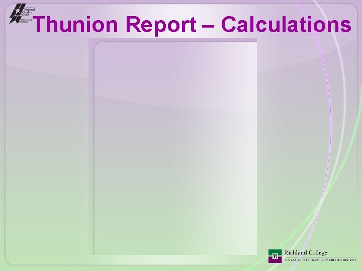 Thunion Report – Calculations 