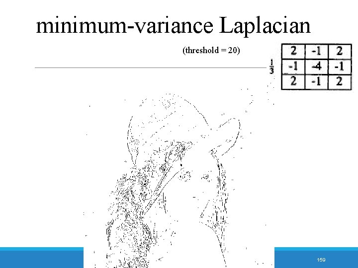 minimum-variance Laplacian (threshold = 20) DC & CV LAB. CSIE NTU 159 