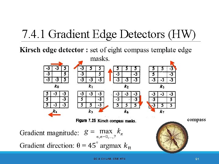 7. 4. 1 Gradient Edge Detectors (HW) compass DC & CV LAB. CSIE NTU